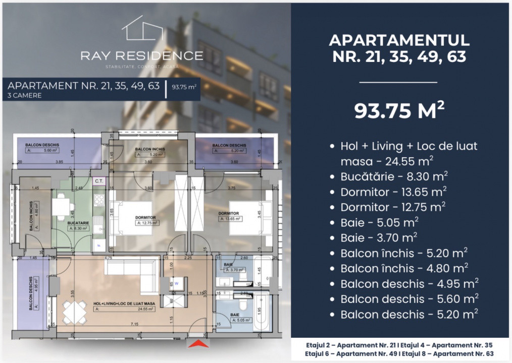 Apartament 3 camere, complex rezidențial 