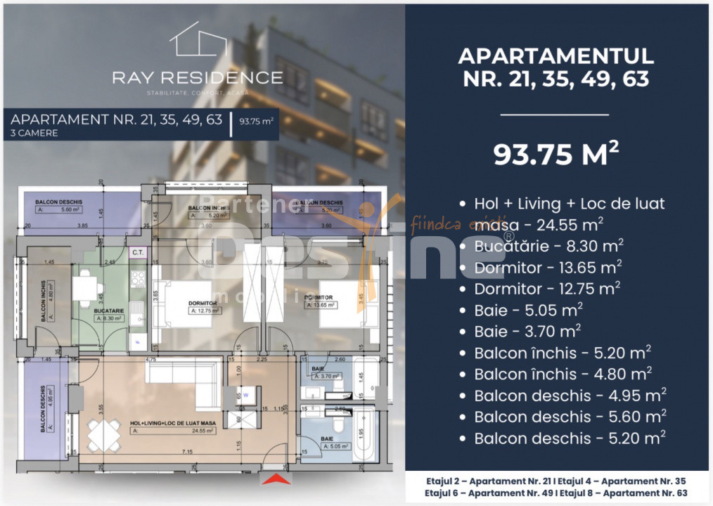 Apartament 3 camere, complex rezidențial 