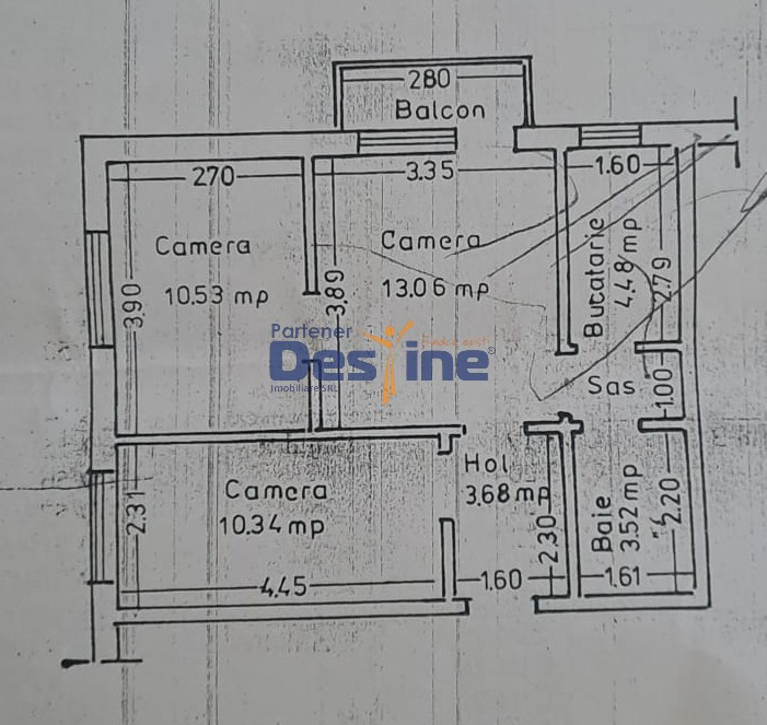 Apartament  3 camere, semidecomandat, Alexandru Cel Bun, 89.900 EURO