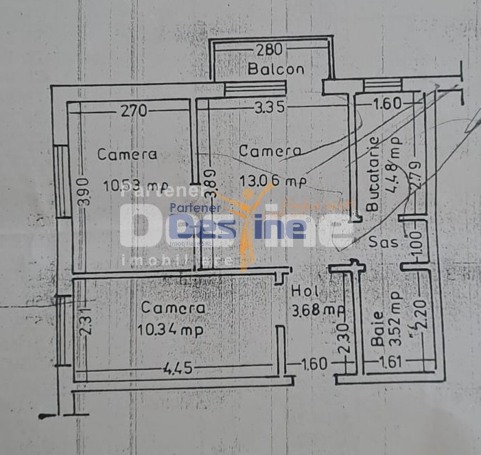 Apartament  3 camere, semidecomandat, Alexandru Cel Bun, 89.900 EURO