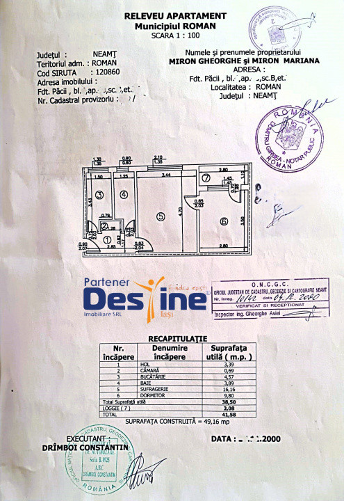 Apartament 2 camere 42 mp mobilat, cartier Smirodava Roman