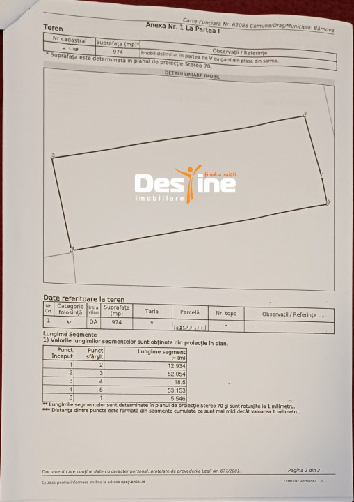 Bârnova - Teren Intravilan 974 Mp, utilitati, drum betonat