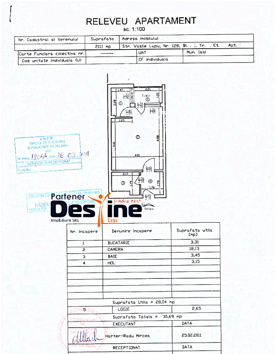 Garsoniera 31 mp la bulevard renovata complet in Tatarași