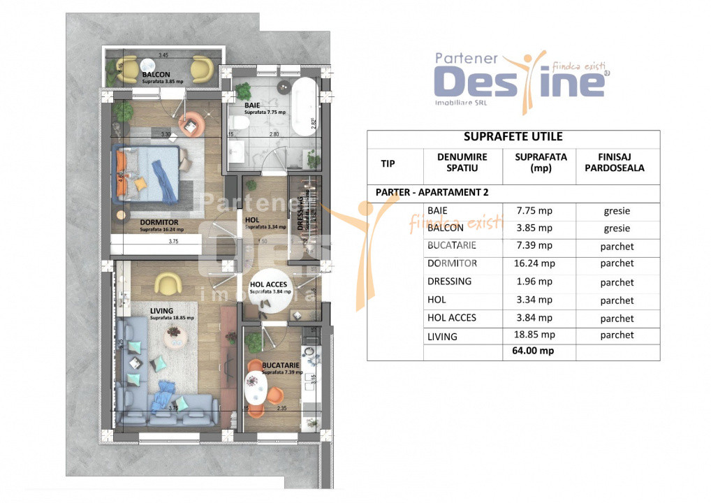 Apartamente noi Visan, predare mai 2026, pret 1.350 € + TVA