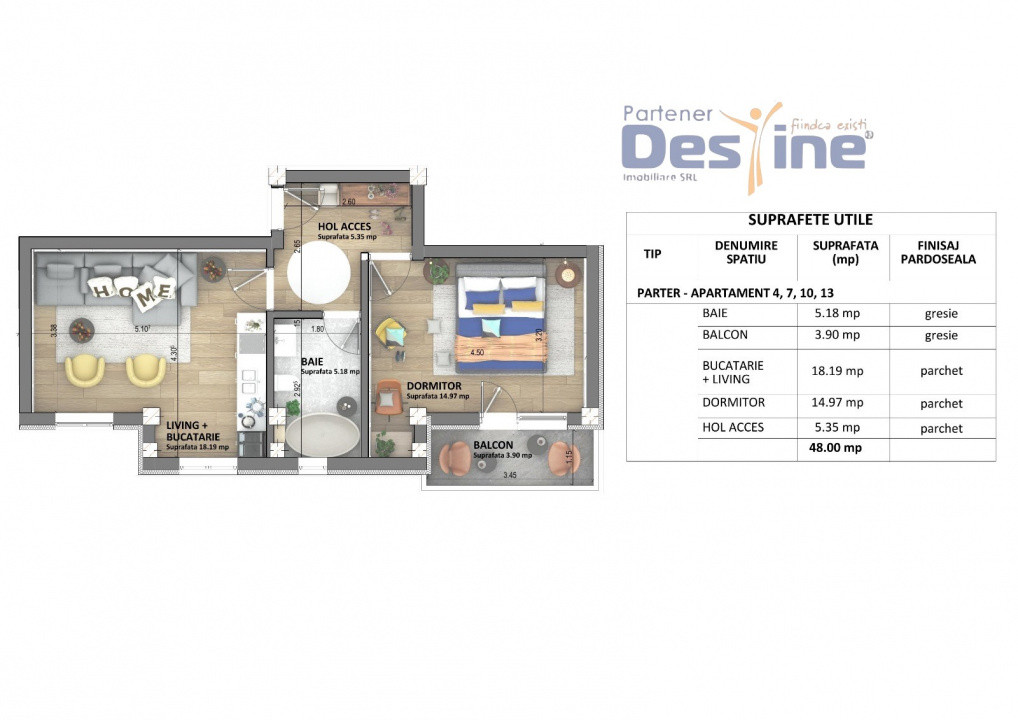 Apartamente noi Visan, predare mai 2026, pret 1.350 € + TVA