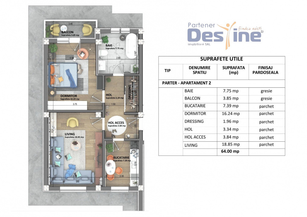 Apartamente noi Visan, predare mai 2026, pret 1.350 € + TVA
