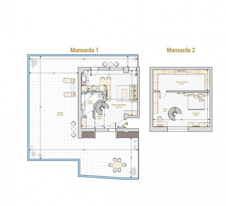 Hotel Marriott-Catedrala | 2 cam | 74mp + 107mp terasa | Mansarda | 296.000 euro