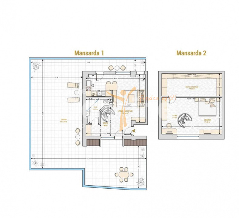 Hotel Marriott-Catedrala | 2 cam | 74mp + 107mp terasa | Mansarda | 296.000 euro