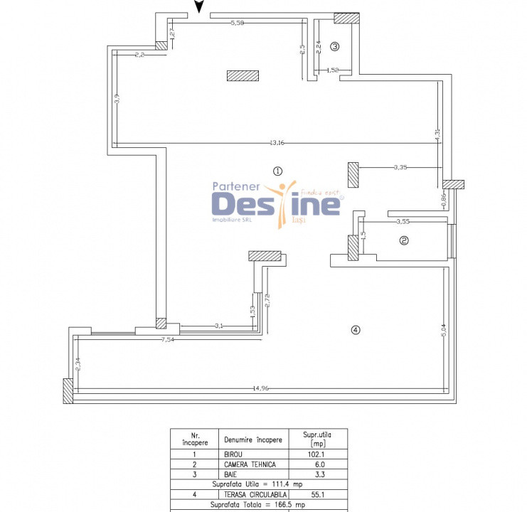 Spatiu birouri premium Copou 111 mp + terasa 55mp