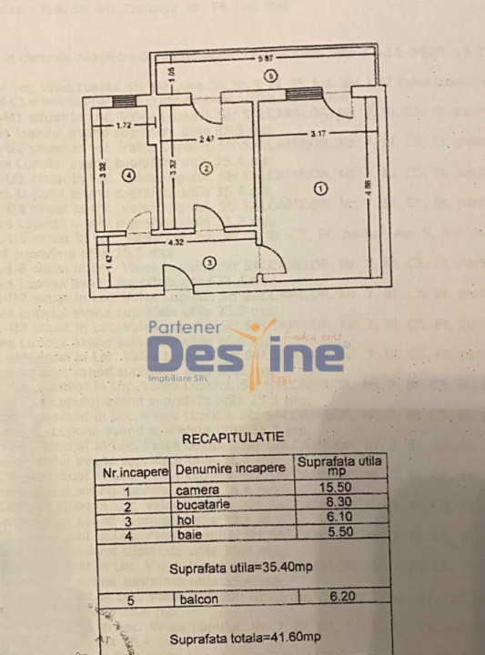 Apartament Valea Lupului 1 CD 35,40mp + balcon si loc parcare intabulat