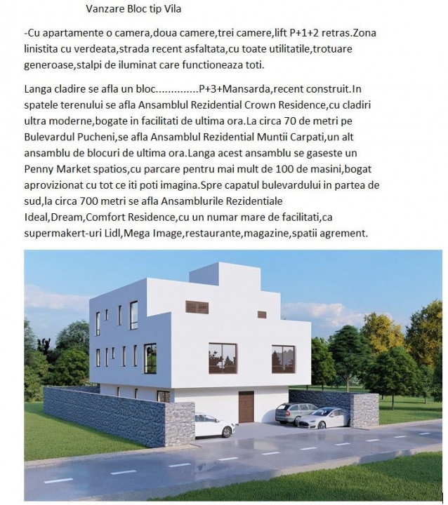 Confort Urban-Pucheni  | Teren | 428mp | P+1+2R | 428.000 euro