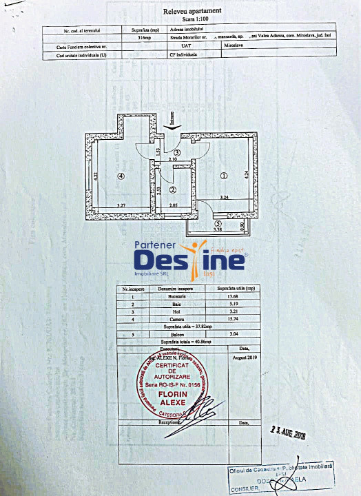 Comision 0% Apartament 1 camera 41 mp mobilat utilat + loc de parcare intabulat