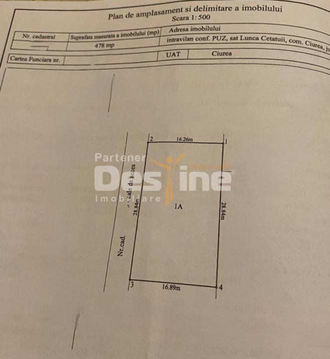 Comision 0% Teren intravilan 944 mp, Lunca Cetatuii