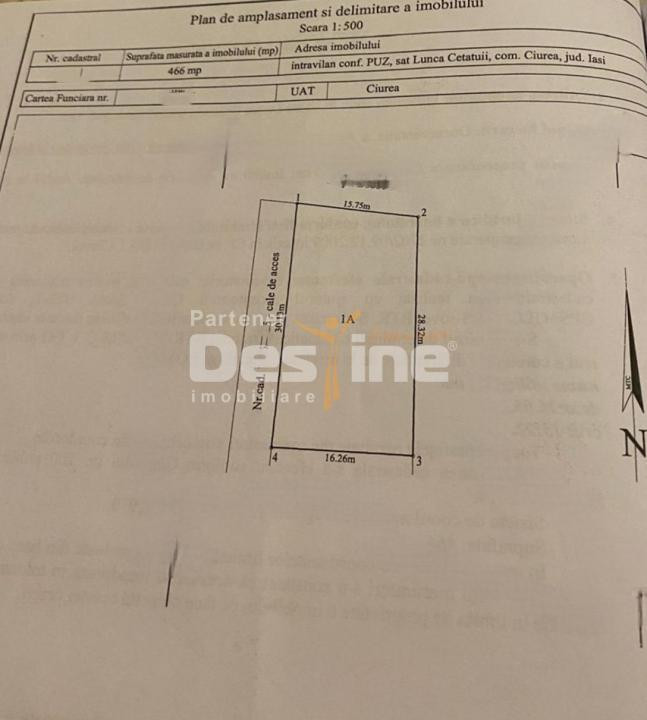Comision 0% Teren intravilan 466 mp, Lunca Cetatuii