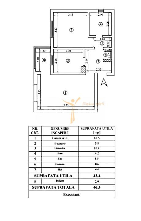 Apartament cu 2 camere decomandat 46 mp mobilat și utilat 