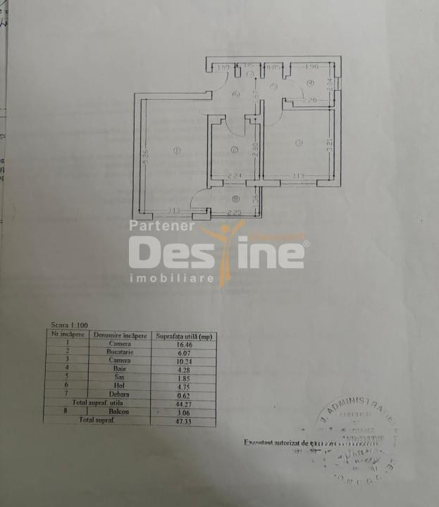 COMISION 0% Podu de Fier - Apartament 2 camere decomandat 47,33 mp