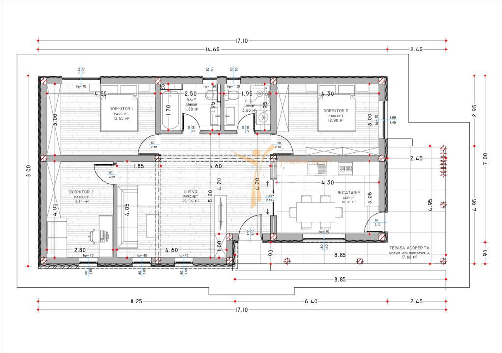 Casa  individuala, plan parter, 108 mp 