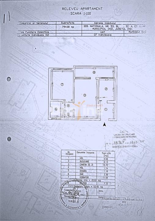 Apartament 2 camere 53 mp renovat mobilat etaj 1 Podu Roș