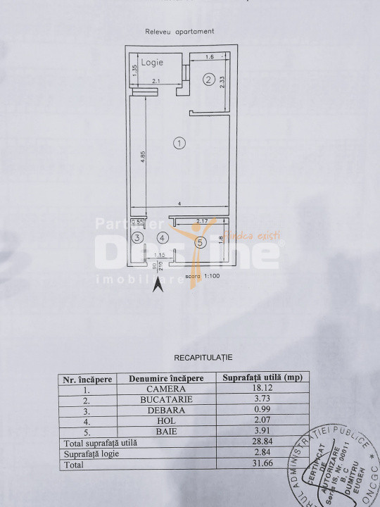 Apartament 1 Cameră 32 m, etaj intermediar, imobil cu lift