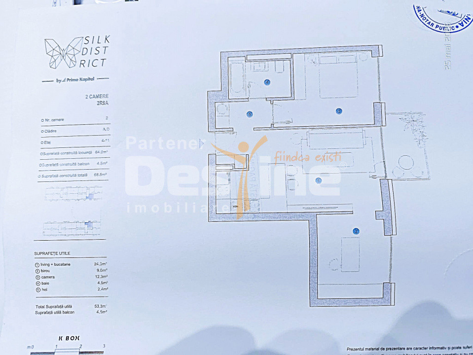 Apartament 3C 58 mp etaj intermediar + parcare Silk Distrikt
