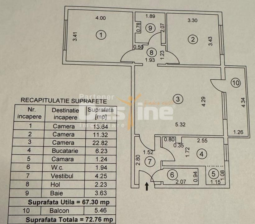 APARTAMENT 3 CAMERE | COMPLET RENOVAT ȘI MOBILAT | 73 MP | BD. 1 MAI | ETAJ 8/10