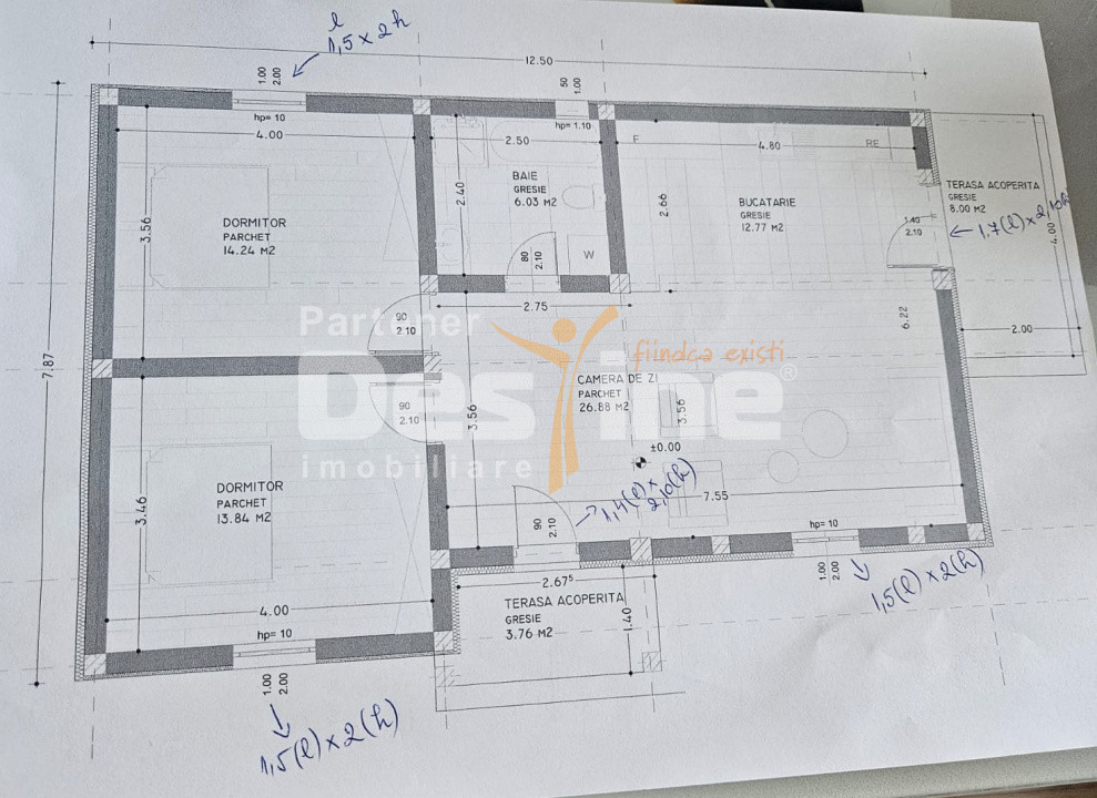Casă VIȘAN, 3 camere decomandat 74 mp utili, teren 430 mp + parcare
