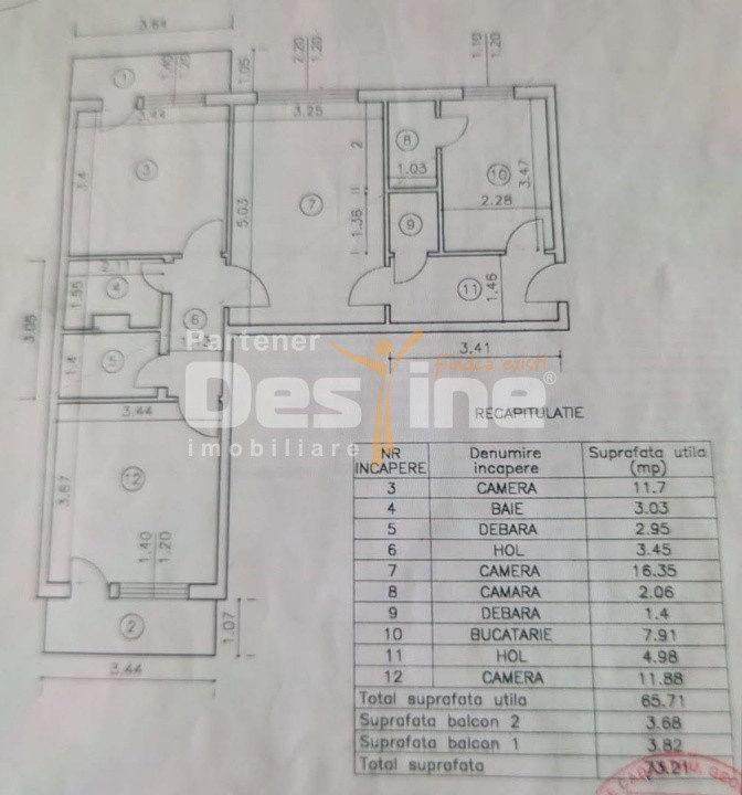 Apartament de vânzare, zona PODU ROȘ, 3 camere, semidecomandat, etaj 1