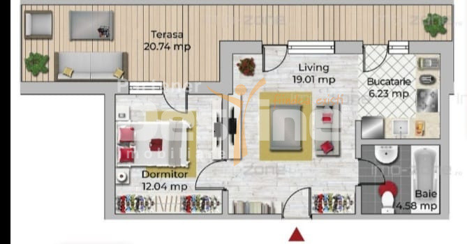 AP 2 CAMERE MODERN SI SPATIOS +TERASA