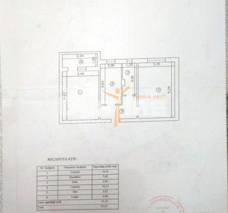 Apartament 2 Camere 55 mp decomandat etaj 1, mobilat utilat