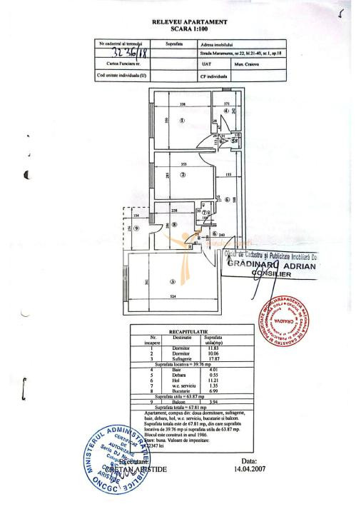 apartament decomandat 3 camere, cartier Rovine