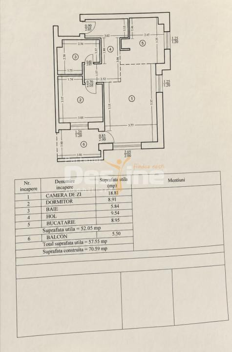 Apartament TĂTĂRAȘI NORD | 2 camere, 57 mp , mobilat complet, etaj 3