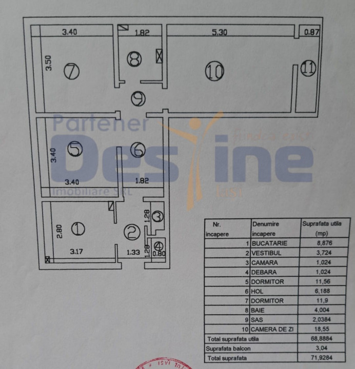 Apartament 3 camere DECOMANDAT, 72 MP , Panoramic, Zona ALEXANDRU CEL BUN