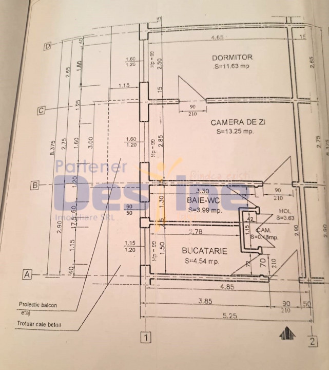 Apartament 2 camere Semidecomandat, 42 mp, zona Alexandru cel Bun