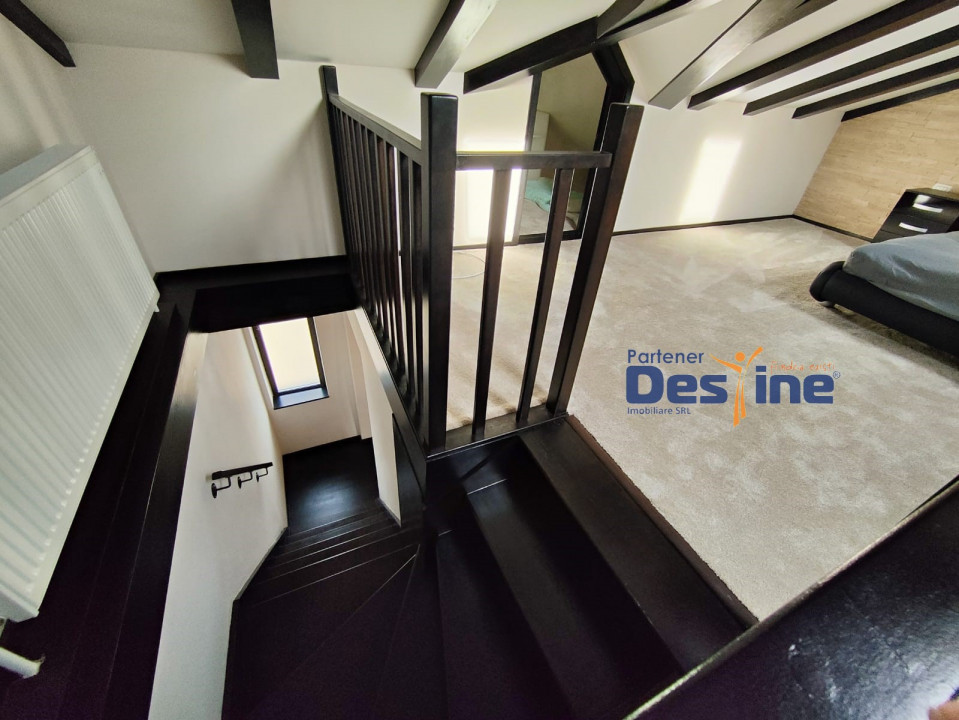 Casă tip TRIPLEX 4 CAMERE P+1+M 120 mp utili curte MOBILATĂ și UTILATĂ
