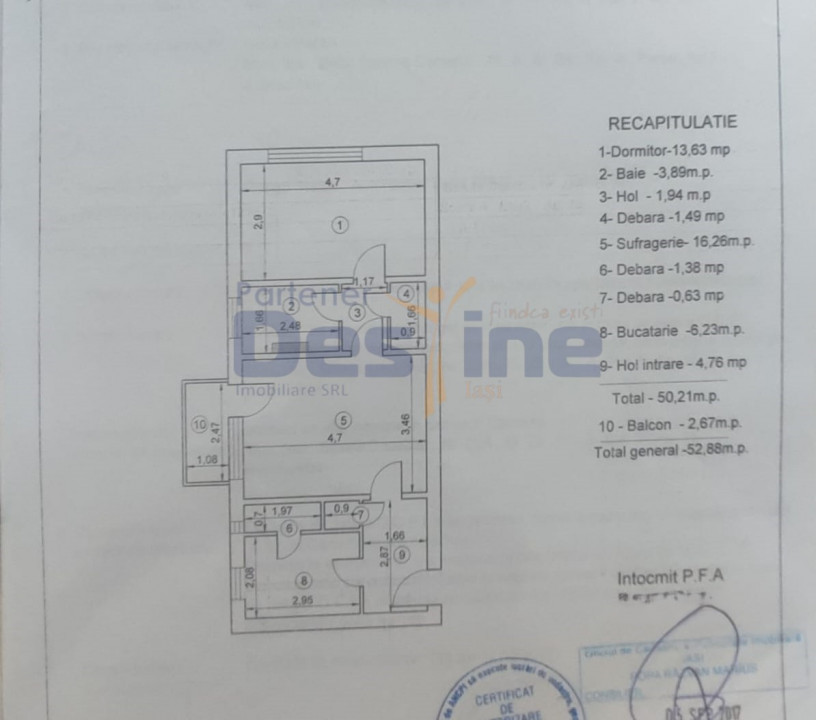 Apartament 2 camere 52,88 mp MOBILAT și UTILAT - CANTEMIR
