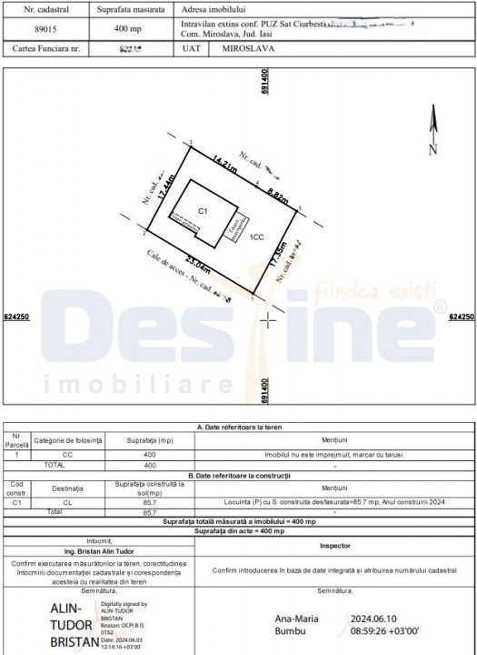 Casă individuală 3 camere decomandat 82 MP Utili 400MP Teren-Ciurbești