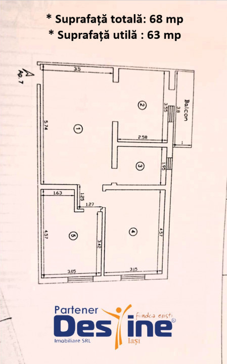 Apartament 3 camere 68 mp ETAJ 1 + 2 LOCURI de parcare- VALEA LUPULUI