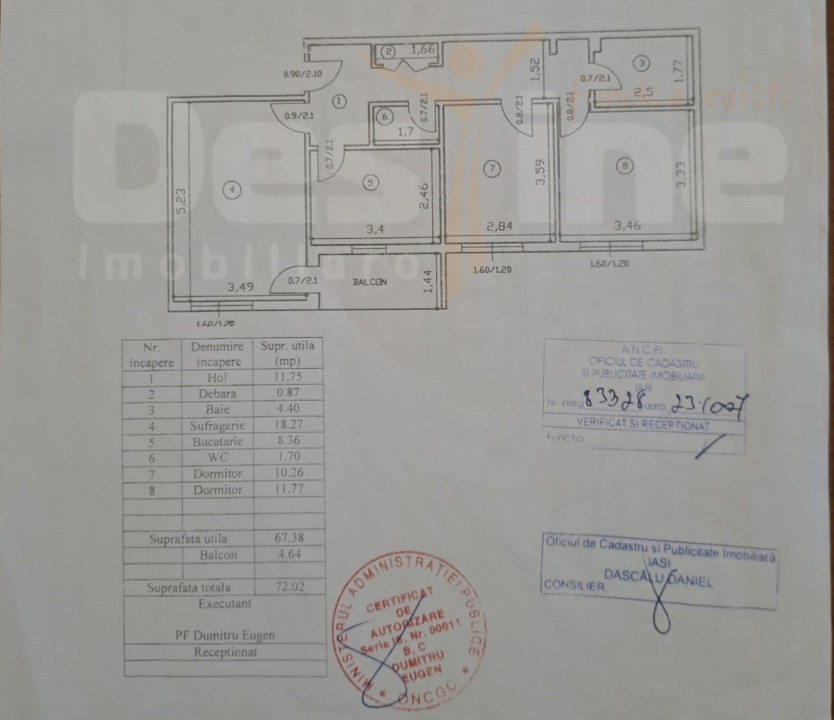 Apartament 3 camere Decomandat, 72 mp, Zona Dacia