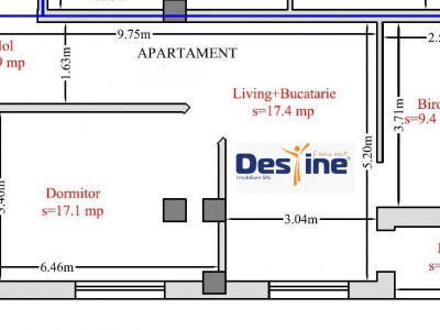 Apartament 3 camere OPEN SPACE 61 mp cartier HLINCEA - CETĂȚUIA